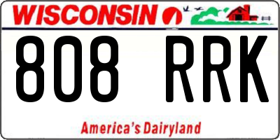 WI license plate 808RRK