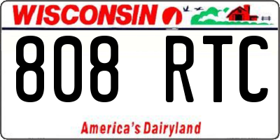WI license plate 808RTC