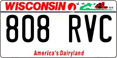 WI license plate 808RVC