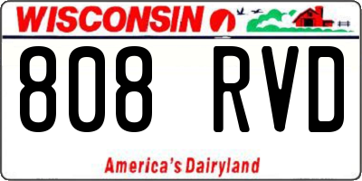 WI license plate 808RVD
