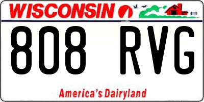 WI license plate 808RVG