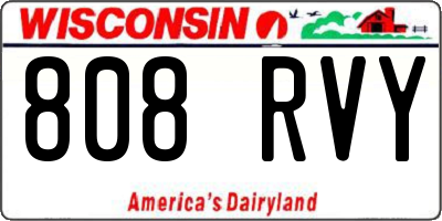 WI license plate 808RVY