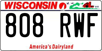 WI license plate 808RWF