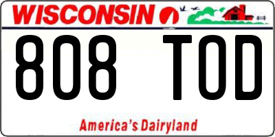 WI license plate 808TOD