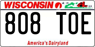 WI license plate 808TOE