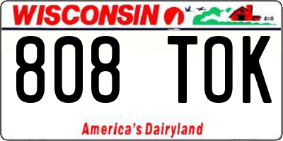 WI license plate 808TOK