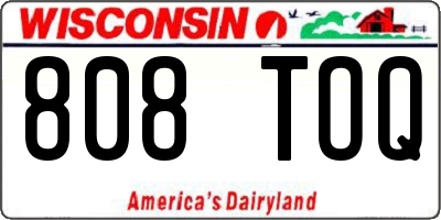 WI license plate 808TOQ