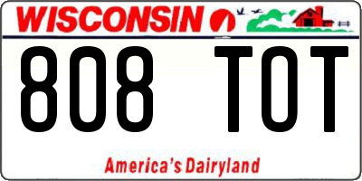 WI license plate 808TOT