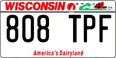 WI license plate 808TPF