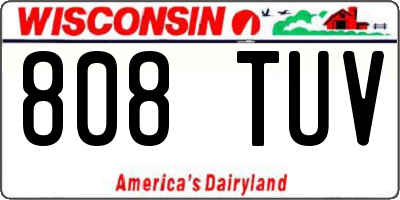 WI license plate 808TUV