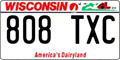 WI license plate 808TXC