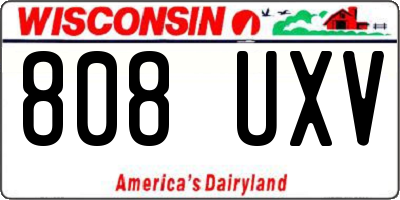 WI license plate 808UXV