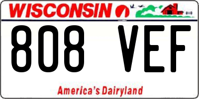 WI license plate 808VEF