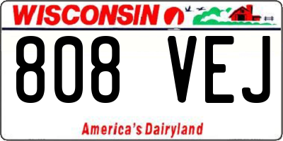 WI license plate 808VEJ