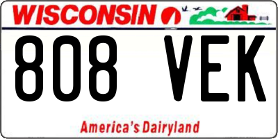 WI license plate 808VEK