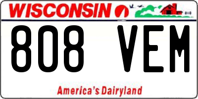 WI license plate 808VEM