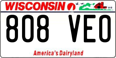 WI license plate 808VEO