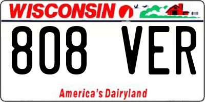 WI license plate 808VER