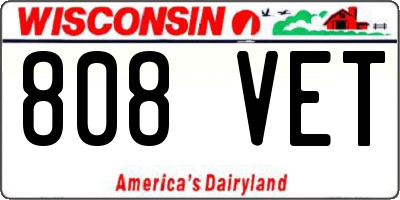 WI license plate 808VET
