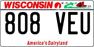 WI license plate 808VEU