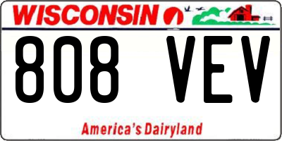 WI license plate 808VEV