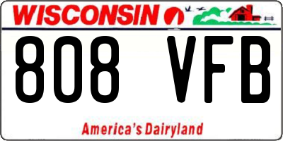 WI license plate 808VFB