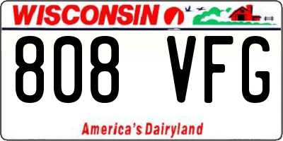 WI license plate 808VFG