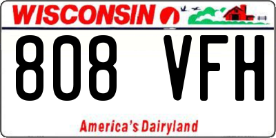 WI license plate 808VFH