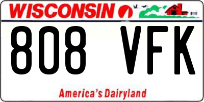 WI license plate 808VFK