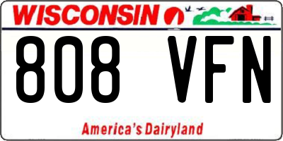 WI license plate 808VFN