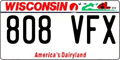 WI license plate 808VFX