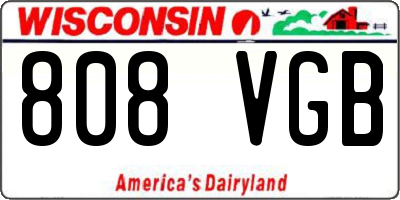 WI license plate 808VGB