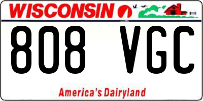 WI license plate 808VGC
