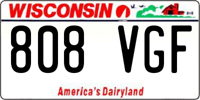 WI license plate 808VGF