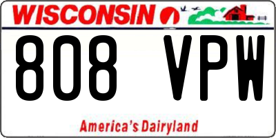WI license plate 808VPW