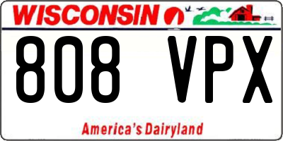 WI license plate 808VPX