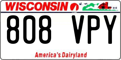 WI license plate 808VPY