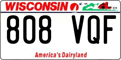 WI license plate 808VQF