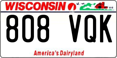 WI license plate 808VQK