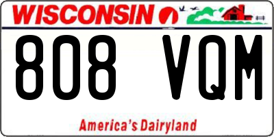 WI license plate 808VQM