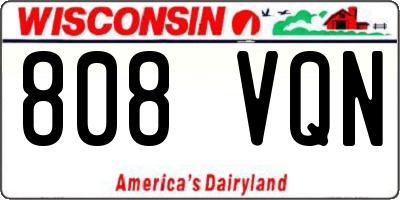 WI license plate 808VQN