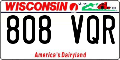 WI license plate 808VQR