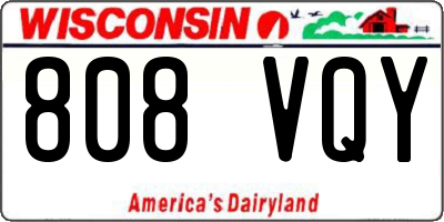 WI license plate 808VQY