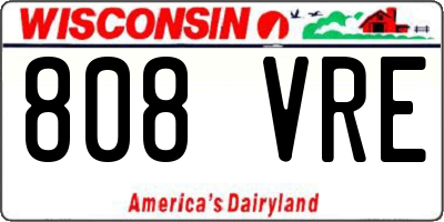 WI license plate 808VRE