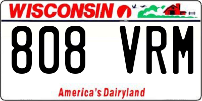 WI license plate 808VRM