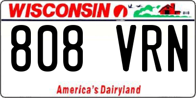 WI license plate 808VRN