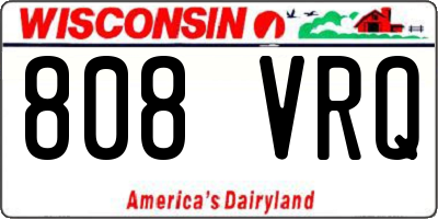 WI license plate 808VRQ