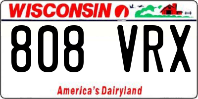 WI license plate 808VRX