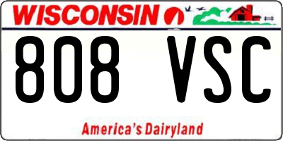WI license plate 808VSC