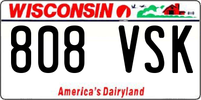 WI license plate 808VSK